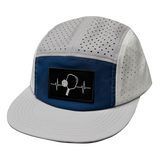 Pickleball hat, 5 panel hat, Strapback, Gray, Navy, White, Mens Hat, Womens Hat, Front Picture