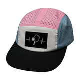 Pickleball hat, 5 panel hat, Strapback, Light Blue, Pink, White, Mens Hat, Womens Hat, Front Picture