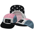 Pickleball Hat - 5 Panel - Black / White / Pink / Light Blue - Laser Mesh