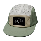 Pickleball hat, 5 panel hat, Strapback, Sage, Cream, White, Mens Hat, Womens Hat, Front Picture