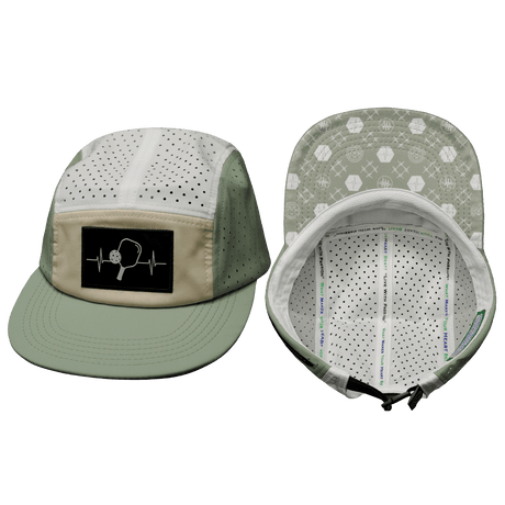 Pickleball hat, 5 panel hat, Strapback, Sage, Cream, White, Mens Hat, Womens Hat, Main Picture