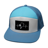 Pickleball hat, Flat Bill, Snapback hat, Light Blue, White, Aqua, Mens Hat, Womens Hat, Front Picture