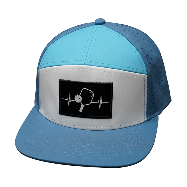 Pickleball hat, Flat Bill, Snapback hat, Light Blue, White, Aqua, Mens Hat, Womens Hat, Front Picture