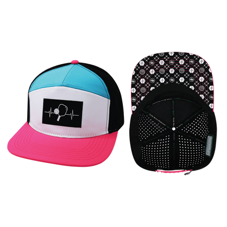 Pickleball hat, Flat Bill, Snapback hat, Neon Pink, White, Neon Blue Green, Black, Mens Hat, Womens Hat, Main Picture