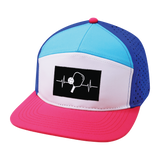 Pickleball hat, Flat Bill, Snapback hat, Neon Pink, White, Neon Blue Green, Blue, Mens Hat, Womens Hat, Front Picture