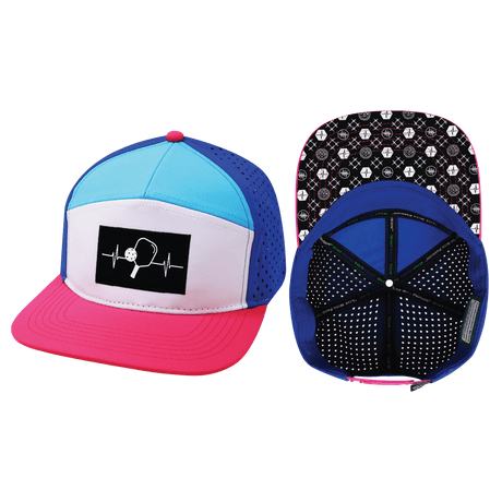 Pickleball hat, Flat Bill, Snapback hat, Neon Pink, White, Neon Blue Green, Blue, Mens Hat, Womens Hat, Main Picture