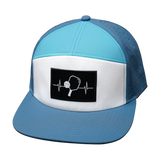 Pickleball Hat, Flat Bill, Snapback Hat, Light Blue, White, Aqua, Mens Hat, Womens Hat, Front Picture 