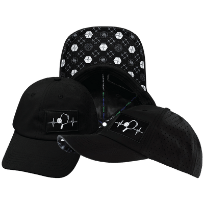 Pickleball Hat — Dad Hat, Black, Laser Mesh