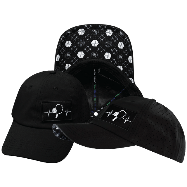 Pickleball Hat, Dad Hat, Ponytail, Snapback, Black, Mens Hat, Womens Hat, Main Picture