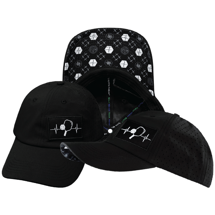 Pickleball Hat — Dad Hat, Black, Laser Mesh