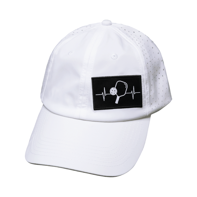 Pickleball Hat, Dad Hat, Ponytail, Snapback, White, Mens Hat, Womens Hat, Front Picture