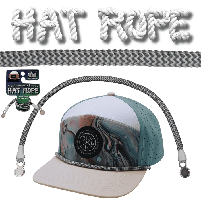 Hat Rope - Charcoal / White - Waves (Hat Not Included)
