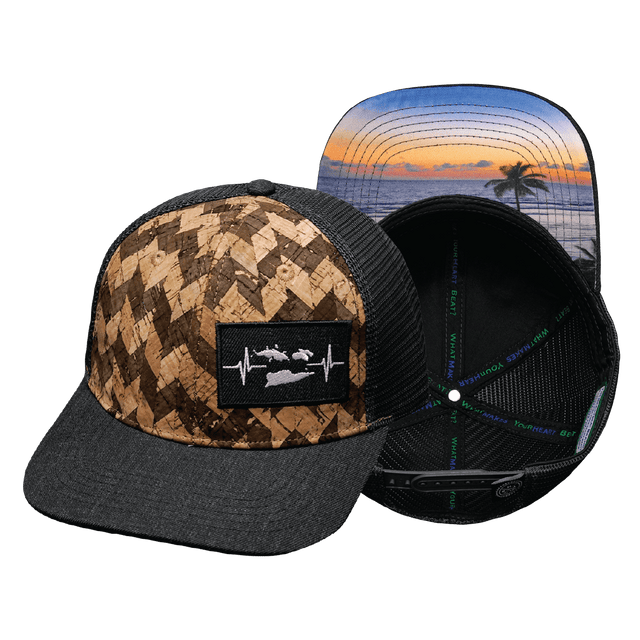 Virgin Islands Hat - Baseball Hat Fit  Cork  - Charcoal Gray - Trucker Mesh