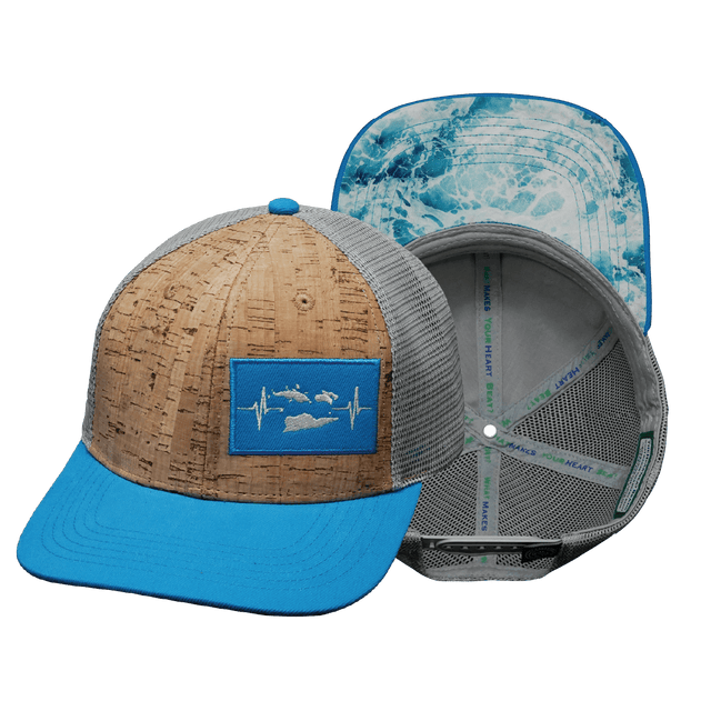 Virgin Islands Hat - Baseball Hat Fit - Cork - Teal / Gray - Trucker Mesh