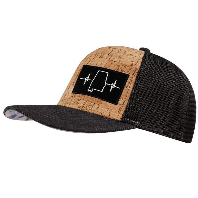 Alabama Hat, Baseball Hat, Snapback Hat, Cork, Charcoal, Mens Hat, Womens Hat, Side Picture