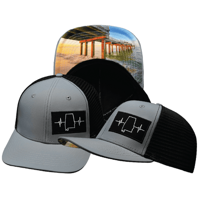Alabama Hat — Baseball Hat Fit, Gray / Black, Trucker Mesh