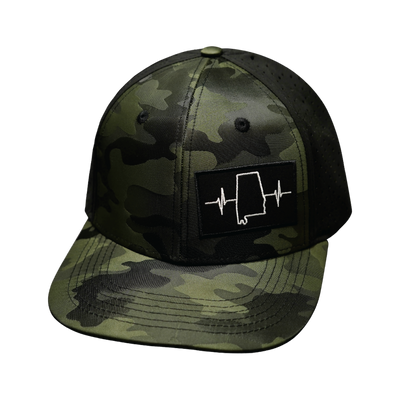 Alabama Hat, Baseball Hat, Snapback Hat, Green Camo, Black, Mens Hat, Womens Hat, Front Picture