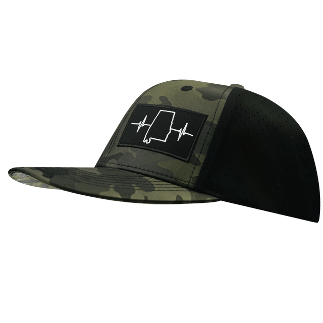 Alabama Hat, Baseball Hat, Snapback Hat, Green Camo, Black, Mens Hat, Womens Hat, Side Picture