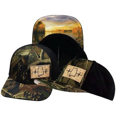 Alabama Hat — Baseball Hat Fit, Tan Tree Camo / Black, Laser Mesh