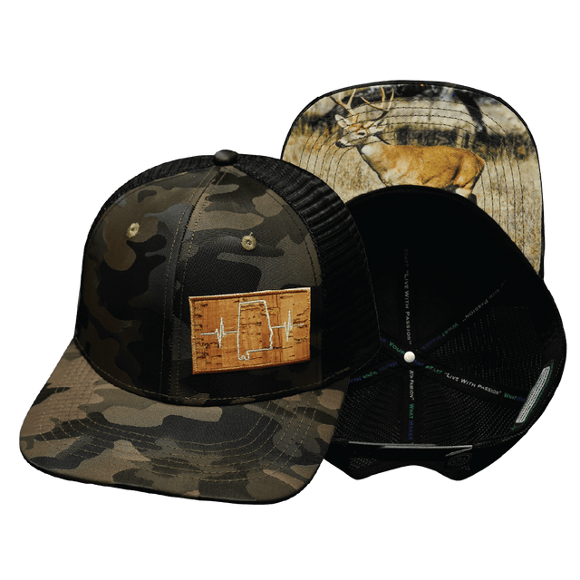 Alabama Hat, Baseball Hat, Snapback Hat, Tan Camo, Black, Mens Hat, Womens Hat, Main Picture