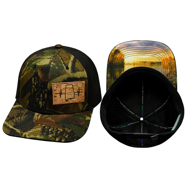 Alabama Hat, Baseball Hat, Snapback Hat, Tan Tree Camo, Black, Mens Hat, Womens Hat, Main Picture