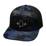 Alabama Hat, Flat Bill, Snapback Hat, Navy Camo, Black, Mens Hat, Womens Hat, Front Picture