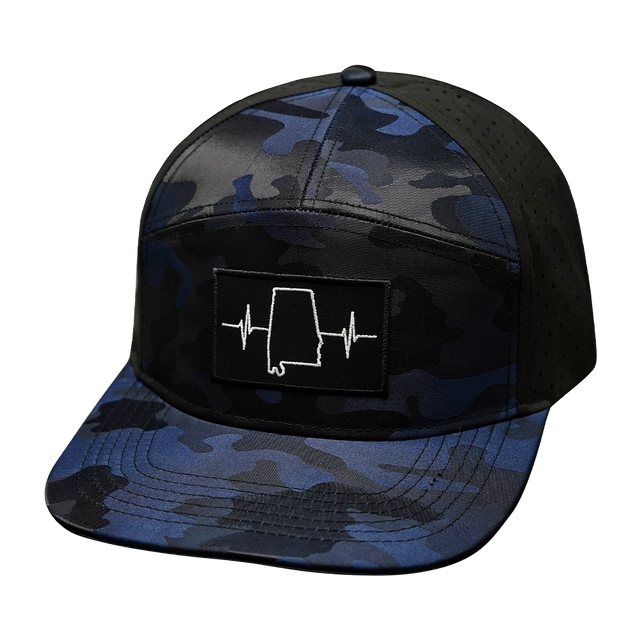 Alabama Hat, Flat Bill, Snapback Hat, Navy Camo, Black, Mens Hat, Womens Hat, Front Picture