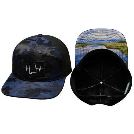 Alabama Hat, Flat Bill, Snapback Hat, Navy Camo, Black, Mens Hat, Womens Hat, Main Picture