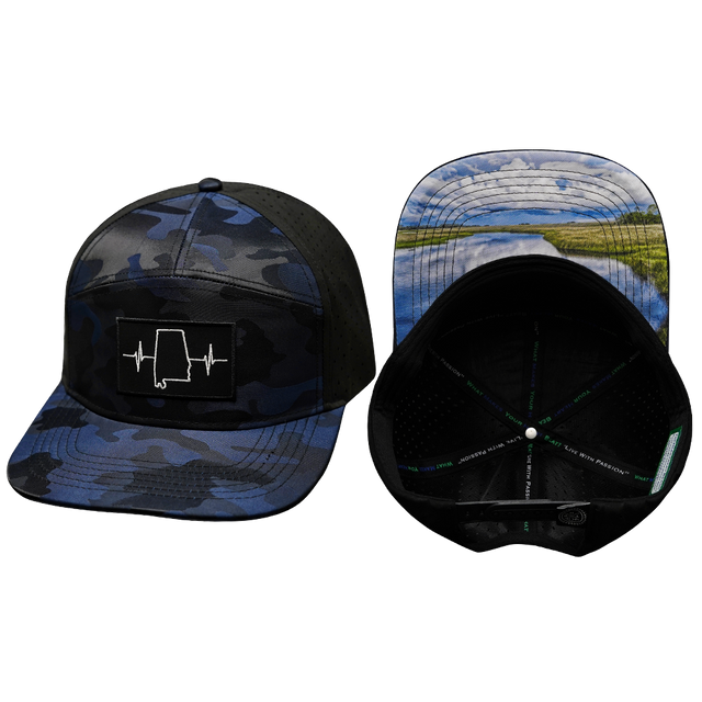 Alabama Hat, Flat Bill, Snapback Hat, Navy Camo, Black, Mens Hat, Womens Hat, Main Picture