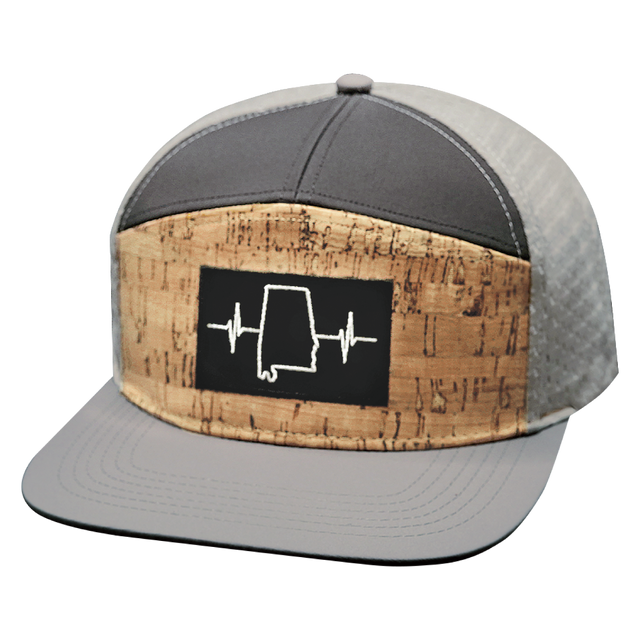 Alabama Hat, Flat Bill, Snapback Hat, Cork, Gray, Charcoal, Mens Hat, Womens Hat, Front Picture