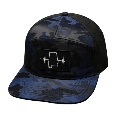 Alabama Hat, Flat Bill, Snapback Hat, Navy Camo, Black, Mens Hat, Womens Hat, Front Picture