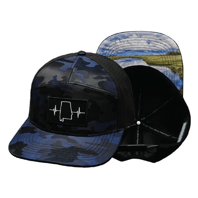Alabama Hat, Flat Bill, Snapback Hat, Navy Camo, Black, Mens Hat, Womens Hat, Main Picture
