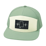 Alabama Hat, Flat Bill, Snapback Hat, Sage, Cream, Mens Hat, Womens Hat, Front Picture