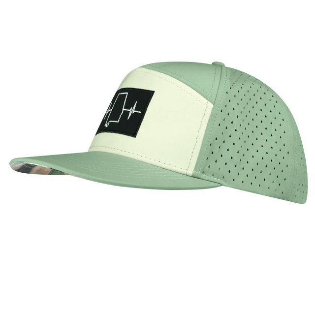Alabama Hat, Flat Bill, Snapback Hat, Sage, Cream, Mens Hat, Womens Hat, Side Picture