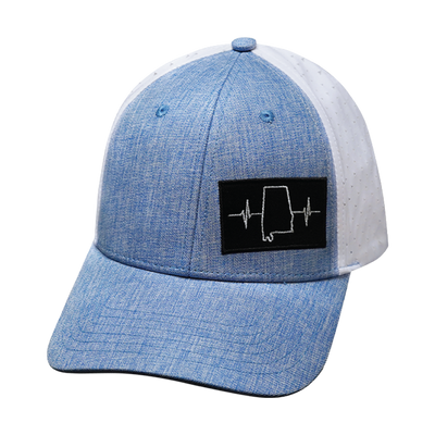 Alabama Hat, Low Profile, Ponytail, Snapback Hat, Light Blue, White, Mens Hat, Womens Hat, Front Picture 