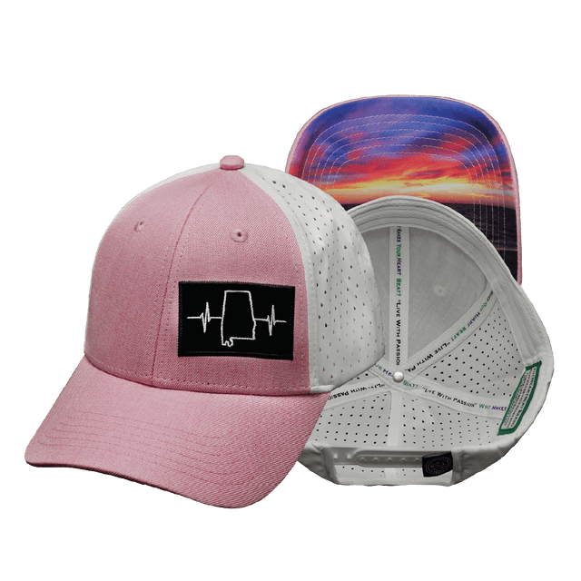 Alabama Hat, Low Profile, Ponytail, Snapback Hat, Pink, White, Mens Hat, Womens Hat, Main Picture 
