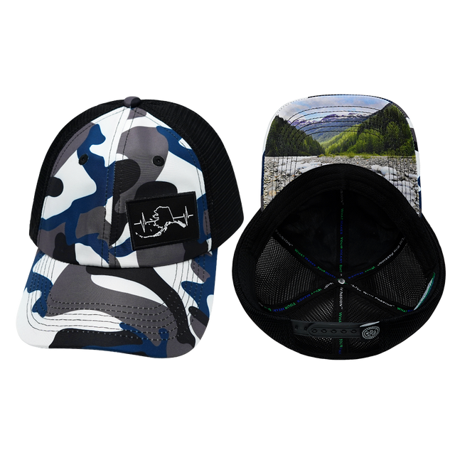 Alaska Hat, Dad Hat, Snapback, Camo, White, Gray, Blue, Black, Mens Hat, Womens Hat, Main Picture