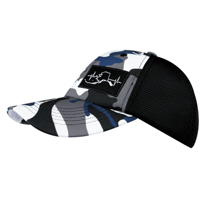 Alaska Hat, Dad Hat, Snapback, Camo, White, Gray, Blue, Black, Mens Hat, Womens Hat, Side Picture
