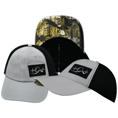 Alaska Hat — Dad Hat, Gray / Black, Soft Trucker Mesh