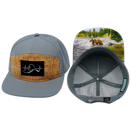 Alaska Hat, Flat Bill, Snapback Hat, Cork, Gray Blue, Mens Hat, Womens Hat, Main  Picture