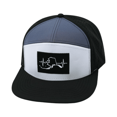 Alaska Hat, Flat Bill, Snapback Hat, Black, Gray, Charcoal, Mens Hat, Womens Hat, Front Picture
