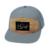 Alaska Hat, Flat Bill, Snapback Hat, Cork, Gray Blue, Mens Hat, Womens Hat, Front  Picture