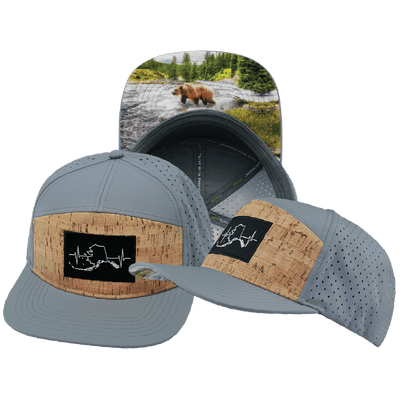 Alaska Hat — Flat Bill, Cork, Gray Blue, Laser Mesh