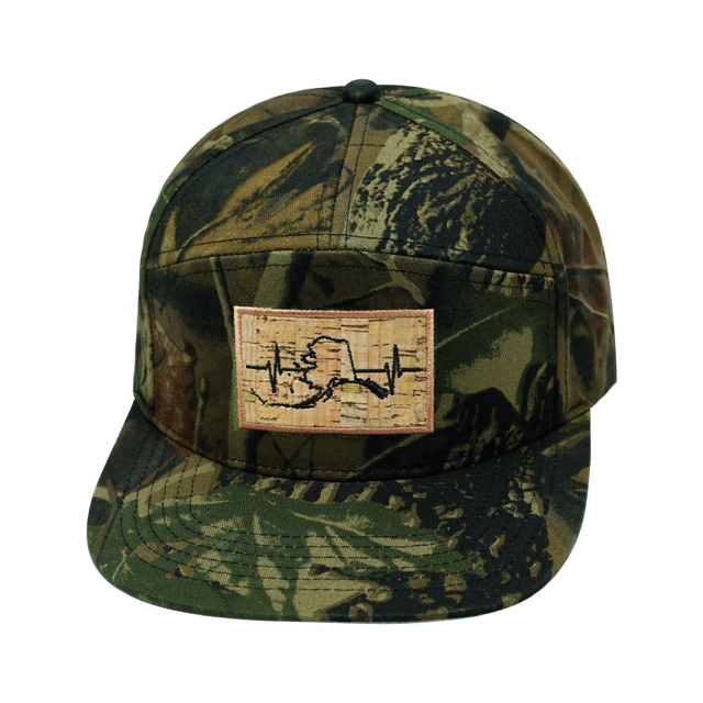 Alaska Hat, Flat Bill, Snapback Hat, Fall Tree Camo, Mens Hat, Womens Hat, Front  Picture
