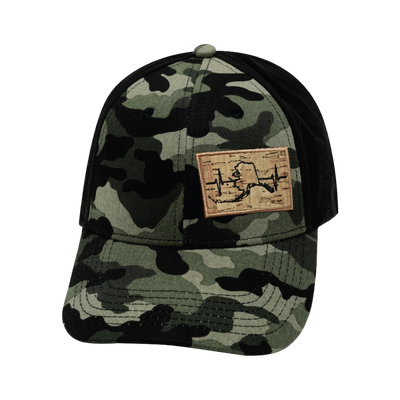 Alaska Hat, Low Profile, Ponytail, Snapback Hat, Camo, Black, Mens Hat, Womens Hat, Front Picture 