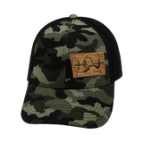 Alaska Hat, Low Profile, Ponytail, Snapback Hat, Camo, Black, Mens Hat, Womens Hat, Front Picture 