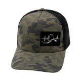 Alaska Hat, Trucker Hat, Snapback Hat, Soft Charcoal Camo, Black, Mens Hat, Womens Hat, Front Picture