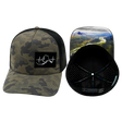 Alaska Hat, Trucker Hat, Snapback Hat, Soft Charcoal Camo, Black, Mens Hat, Womens Hat, Main Picture