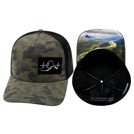 Alaska Hat, Trucker Hat, Snapback Hat, Soft Charcoal Camo, Black, Mens Hat, Womens Hat, Main Picture