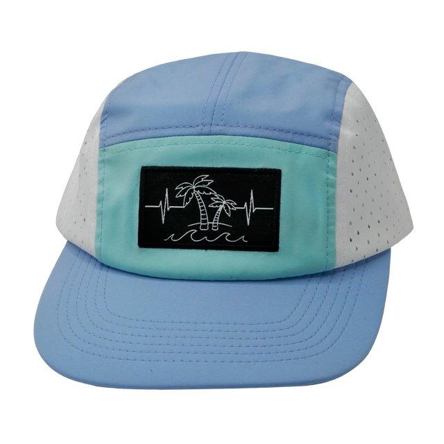 Beach Hat, 5 Panel Hat, Snapback, Baby Blue, Mint, White, Mens Hat, Womens Hat, Front Picture